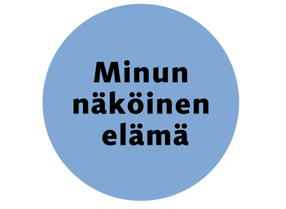 Sinisen pallon keskellä teksti minun näköinen elämä.